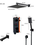 UMJIGF Led Digital Display Shower System Wall Mounted Concealed Shower Faucet Set with 8 inch shower head and handheld shower.