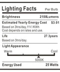 Lighting facts label showing specs for Next Level Heavy Duty Hanging Grow Light Bulbs For Indoor Plants 25W Full Spectrum.