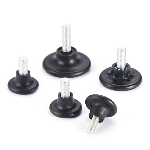 Screw On Furniture Glide Leveling Foot Set Adjustable Desk And Table Leg Levelers M6 And M8 Thread Sizes 10 Pack shown in black