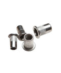 Get Some Dope 30 Pcs Flat Head Aluminum Rivnuts From M3 To M12 That Stay Tough Against Rust And Heat Up To One Zero Five Degrees Celsius For A Sleek Smooth Finish Indoors Or Outdoors. Flat head aluminum rivnuts displayed from different angles.