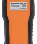 Back view of orange All Systems Diagnostic Tool For Kia And Hyundai With Bidirectional Scan OBD2 Reader showing label details.