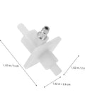 Hydrogen Oxygen Therapy Flow Valve For Home Wellness Gear, compact white design with dimensions, precise regulation, secure connections.