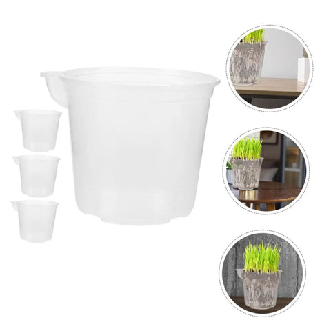 4 Pack Self Watering Flower Pots With Automatic Water Absorbing Design Easy Maintenance Planters For Healthy Plants Ideal Indoor Garden Pots For Home Office Or Apartment Decor, white plastic set