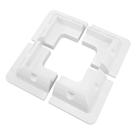 No Drill ABS Solar Panel Corner Bracket Set for Framed Panels on RVs and Boats, shown as four ABS glue-mount corner supports.