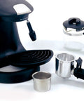 Compact Single Serve Espresso And Cappuccino Maker With One Button Capsule Brewer And Built In Milk Frother for tight counters.