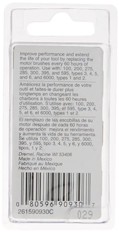 Packaging for Gray Carbon Motor Brush Set For Rotary Tools And Contour Sanders Restores Power To Corded Tools Including Master Mechanic Mm3750 Mm3950 And Models 275 285 395 410 595 Two Pack Replacement Brushes Quick Install