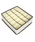 Four Piece Plastic Drawer Organizers With Six Seven Eight Compartments In Warm Beige for neat closet sorting and office cleanup.