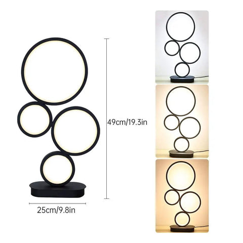Sleek Modern Table Lamp With 14W Power, Three Color Settings And Ten Level Dimming, Black Acrylic Circular Design, Two Pack
