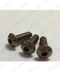 M6 X 45 mm Gr2 Titanium Button Head Hex Socket Screws Box of 50 Medical Grade Implant Safe close-up of three screws.