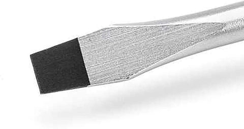 Close-up of tip on Slotted Screwdriver With Dual Material Handle And Speed Zone Grip For Quick No Slip Control 1/4 Inch Tip 24 Inch Length