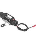 Premium Alloy RC Winch With Dual Motor For Axial Scx10 And D90 1/10 Crawlers, showing black and silver alloy winch with cable.
