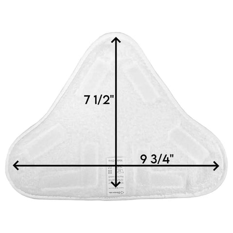 Top Shelf Microfiber Steam Pocket Replacement Mop Pads Compatible With X5 Steamboy Machine Washable ultra-soft triangular pad dimensions shown.