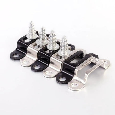 Rock Solid Invisible Cabinet Connectors 10 Pack Slick Black Metal Furniture Brackets With Recessed Cupboard Hinges, showcasing four brackets with screws.