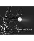 Waterproof probe of HD Borescope Inspection Camera With 2.8 Inch IPS Display And 8 LED Illumination in use with splash effect