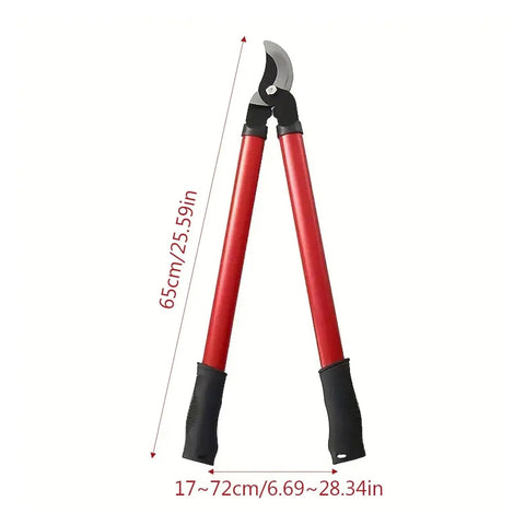 25 Inch Long Reach Pruning Shears For High Branches No Ladder Needed With Heavy Duty Blades For Coarse Wood On Bonsai Trees And Shrubs Clean, Smooth Cuts And Easy Swing For Quick Garden Pro Work, red handles
