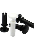 Heavy Duty Nylon Push In Rivets Clamp in black and white, designed for easy installation and shock resistance.