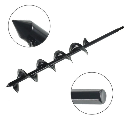 Heavy Duty 3 Inch Wide 24 Inch Long Metal Earth Auger Drill Bit For Garden Planting And Planter Boxes With 3 Eighth Inch Non Slip Hex Shank And Replaceable Carbon Coated Steel Blades For Quick Easy Digging In Soil