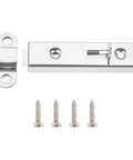 Solid Snap Bolt Screw Lock for Sliding Door Window Gate Hasp Latch Metal, includes lock and screws, compact silver design.