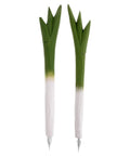 Scallion Shape Wooden Gel Ink Two Piece Pen Set With Comfortable Grip And Easy Care Plastic Body, Cute Plant Pen Design
