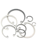 Heavy Duty Snap Retaining Ring M8 To M120 In 316 Stainless Steel C Type Internal Circlip For Holes shown in various sizes.