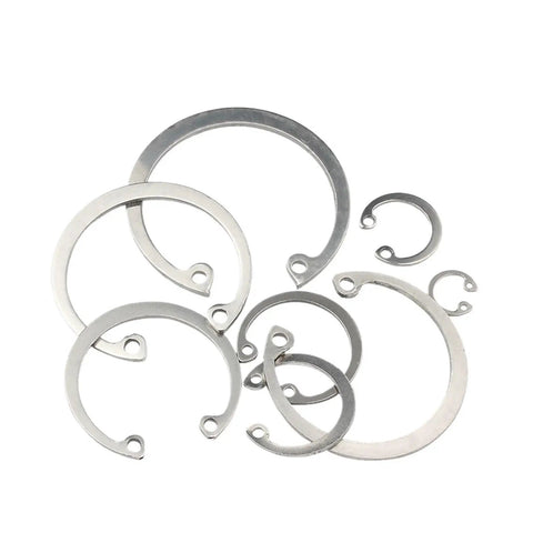 Heavy Duty Snap Retaining Ring M8 To M120 In 316 Stainless Steel C Type Internal Circlip For Holes shown in various sizes.
