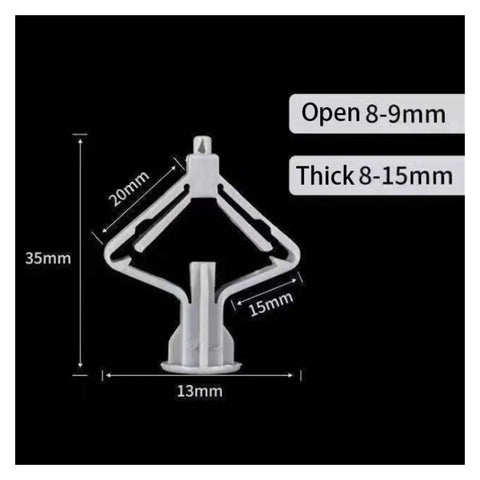 Butterfly wall anchor dimensions from 50 Piece Drywall Fasteners Kit With Zinc Plated Screws, Nylon Plugs, Butterfly Wall Anchors For Hollow Walls.