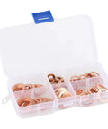 Copper Washers Set 110 Pcs 6 Types With Durable Case Assortment Kit for gaskets and sealing rings in a plastic case