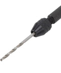 Hand Drill Bit Set Kit With 57 Pieces, Dope 46 Micro Drill Bits And 10 PCB Mini Bits, close-up of drill bit in pin vise