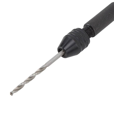 Hand Drill Bit Set Kit With 57 Pieces, Dope 46 Micro Drill Bits And 10 PCB Mini Bits, close-up of drill bit in pin vise
