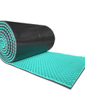 Hella Thick Acoustic Foam Panels Knock Out Room Echoes Slick Self Adhesive Sound Insulation Rubber Roll Egg Crate Profile In Green laid out in a roll.