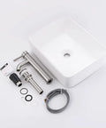 Rectangular Vessel Sink With Faucet And Drain Combo in Brushed Nickel Finish, 19 by 14.6 inch bathroom vanity sink set
