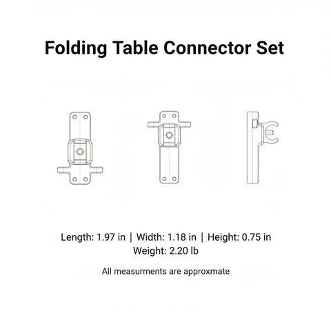 Heavy Duty Folding Table Connector Kit 2 Pack With Screws For Camping And Patio Slatted Tables Replaces Damaged Hinge Connectors And Keeps Your Table Solid While You Grill Or Get Work Done., 1.97 x 1.18 x 0.75 in aluminum connector set