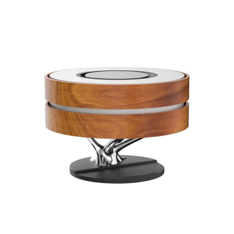 Wooden base of Bedside Lamp With 10W Wireless Charger And Bluetooth Speaker, Digital Clock, Stepless Dimming, Sleep Mode.