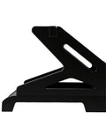 Side view of black Thermal Label Holder For Rolls And Fan Fold Labels, Easy Stand For Desktop Label Printer, home office use.