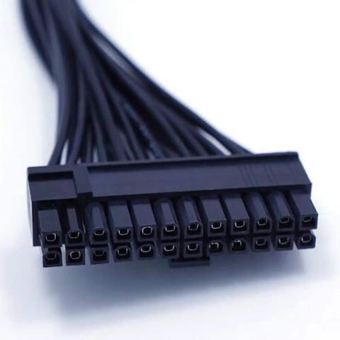 Close-up of ATX 24 Pin Motherboard Power Extension Cable 12.6 Inch Length Internal PC PSU Male to Female Extension Lead