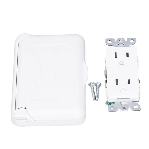 Badass Weatherproof Outlet With Cover 15 Amp 125 Volt Outdoor Electrical Receptacle with durable snap latch and screws.