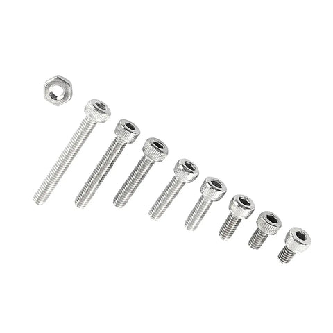 A2 Stainless Steel Hex Socket Screws And Nuts Kit With 200 Screws And 100 Nuts For Home And Office Repairs cap head sizes