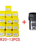 Heavy Duty Er11 Er16 Er20 Spring Collet Set With Nuts And Spindle Motor Shaft Extension Rod For Precision Cnc Lathe And Engraving Tools, 13 yellow collets showing various sizes.