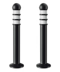 Kickass Reflective Traffic Cone And Plastic Bollard Post For Driveways, heavy duty black EVA parking space blockers with a round top.