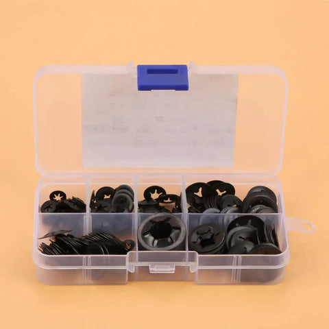260Pcs Manganese Steel Lock Washers Set With Assorted Split Lock Washers For Mechanical Projects And DIY Repairs Durable 65 Mn Steel Heavy Duty Hardware Kit In Clear Plastic Storage Box, open organizer