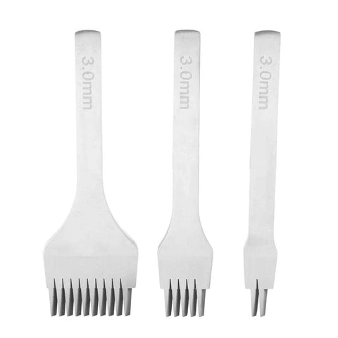 3 2 5 10 Prong Leather Punch Tool Set Pro Grade With White Steel Chisel Kit And Smooth Polished Handles