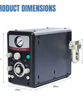 Side view of Pneumatic Jewelry Engraver Machine Dual Head 400 To 8000 RPM Pro Grade with dimensions 21cm x 13cm x 29cm.
