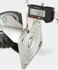 Close up of Heavy Duty Industrial Caster Wheels With Dual Lock Brake Swivel Polyurethane Castors showing measurement of 56.9mm.