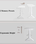 Smooth Electric Standing Desk With Natural Wood Top Adjustable Height Workstation Quiet Motor showcasing 2 memory presets and ergonomic height.