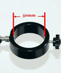 Premium Flexible Microscope Boom Stand Featuring Universal Fifty Millimeter Mounting Plate with 50mm diameter clamp detail.