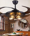 42 Inch Badass Industrial Ceiling Fan Featuring Sick Edison Style Bulbs and Warm Lighting for Your Living Room or Kitchen Boasting Folding Iron Construction with Serious European Retro Vibes That Are Super Dope.