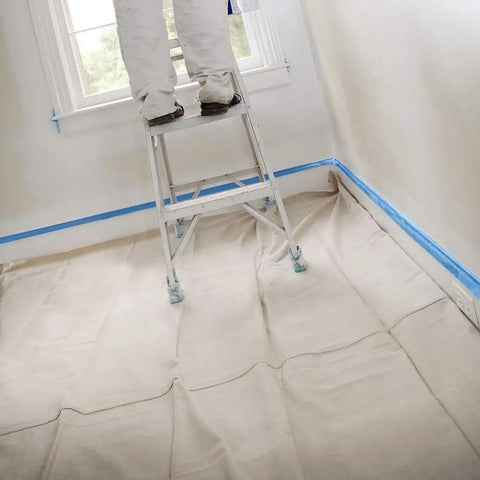 Heavy Duty Canvas Drop Cloth 4 Ft By 12 Ft Tan Protect Floors From Paint Spills In Hallways And Narrow Spaces Washable