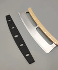 10 Pack Pizza Cutter Sheath Guards with Edge Protection and knife, PP material, shown open and closed on gray background.