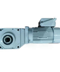 Pro Level Heavy Duty Gear Reducer For Industrial Motors With Effortless Speed Control And Bulletproof Torque Transmission side view, gray metal unit.