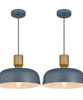 Hammered Metal Shade Pendant Lights Two Pack For Kitchen Island Modern Ceiling Hanging Fixtures With Faux Wood Iron Top Adjustable Height